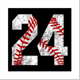 Vintage #24 Baseball Laces Baseball Mom Jersey Love Baseball T-shirt Posters and Art